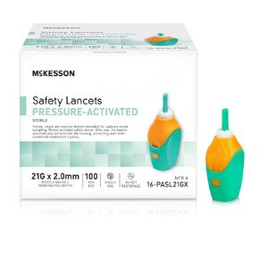 McKesson Safety Lancets, Sterile, Pressure-Activated, 30 Gauge Needle, 1.5 mm, 100 Count, 1 Pack