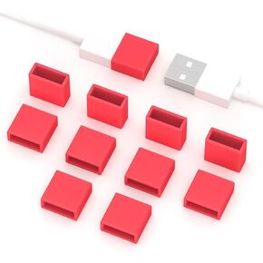 10PCS USB Port Protective Cover,USB A Male Anti Dust Plug Stopper Cap Cover Protector Lids USB Interface Protector for USB Male Ports (Red)