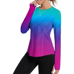 Avoogue Women UPF 50+ UV Shirts Long Sleeve with Thumb Holes Workout Sun Shirt Quick Dry Athletic Hiking Running Tops