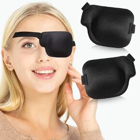 RIKEYO 2Pcs 3D Eye Patches for Adults, Adjustable Medical Eyepatch for Lazy Eye,Large BlackRight Eye 2 Count (Pack of 1)