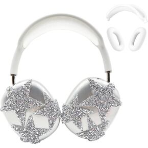 Bling Star for AirPods Max Cover - 3 in 1 Rhinestones Glittering Clear Sparkling Headphones Case for AirPods Max Ear Cups Cover Accessories with Sweat-Proof Ear Pad/Headband for Women Gril - Stars