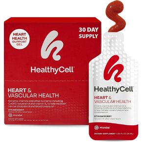 Healthycell Heart & Vascular Health, CoQ10, Omega-3, Resveratrol, Vitamin K2, Beet Root, Grape Seed, MICROGEL (30 Gel Packs)