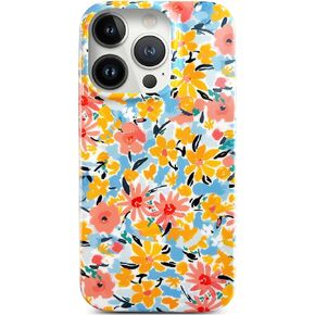 Qokey for iPhone 13 Pro Case 6.1",Cute Garden Flowers Case for Girls Women Shell Pattern Soft Bumper Lightweight Slim Fit TPU Shockproof Non-Yellowing Phone Case for iPhone 13 Pro, Pink Floral