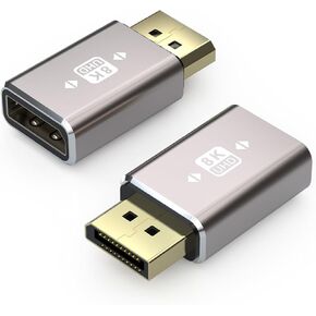 DisplayPort Adapter 2-pack ، 8K DP Male to Female Adapter Converter ، Supprot 8K@60Hz و 4K@120Hz ، متوافق مع HDTV ، الشاشات ، الكمبيوتر المحمول ، العرض