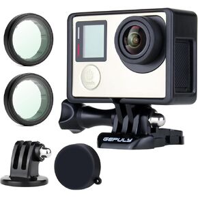 Frame Mount Protective Case with UV Lens Filter for Gopro Hero 3 3+ 4 Black Silver Accessories