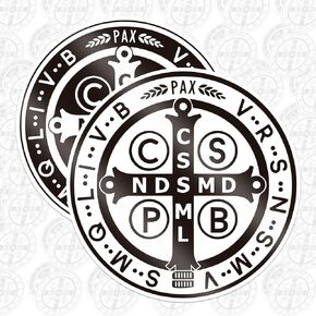Set 3PCS 3 Inches - St Benedict Medal Catholic Sticker Saint Benedict Stickers Christian Religious God Bible Faith Waterproof Vinyl Decal for Water Bottles Tumblers Laptops Hard Hat Cars Kindle