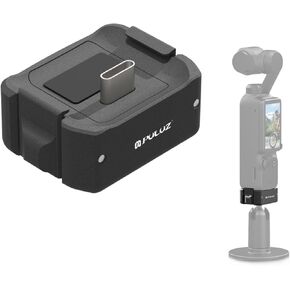 PULUZ Sports Camera USB-C/Type-C Dock Desktop Charging Adapter Base for DJI OSMO Pocket 3 Aluminum Alloy Bracket, 1/4 Threaded Hole on The Bottom for attaching to Tripod, Selfie Stick