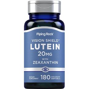 Piping Rock Lutein and Zeaxanthin Supplements | 20mg | 180 softgels | Eye Vitamins | Non-GMO, Gluten Free