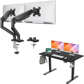 MOUNTUP Height Adjustable Electric Standing Desk Bundle Dual Monitor Desk Mount