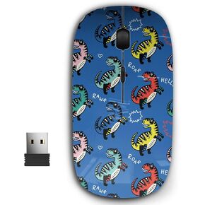 2.4G Ergonomic Portable USB Wireless Mouse for PC, Laptop, Computer, Notebook with Nano Receiver (Trex Dino Simple)