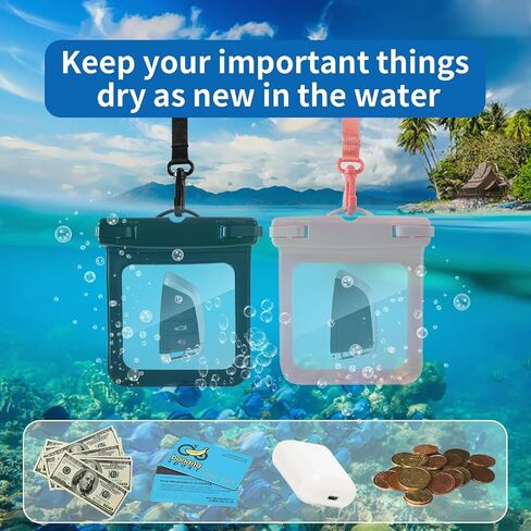 2 Pack Submersible Waterproof Wallet Dry Car Key Fob Case Bag,Swimming Surfing Water Sports Small Waterproof Pouch Holder for Money Door Ship Card Credit ID Card Driver Fishing License Cash Coins in Saudi Arabia