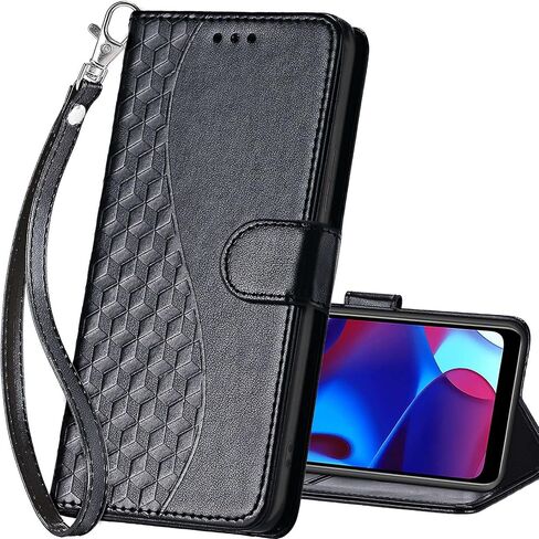بالنسبة إلى Motorola Moto G Pure Wallet Case ، قم بغطاء غطاء الورقة مع ميزة حامل للنساء ، وحالة الهاتف الجلدية PU مناسبة ل Motorola Moto G Pure [Black] in Kuwait