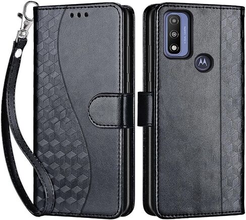 بالنسبة إلى Motorola Moto G Pure Wallet Case ، قم بغطاء غطاء الورقة مع ميزة حامل للنساء ، وحالة الهاتف الجلدية PU مناسبة ل Motorola Moto G Pure [Black] in Kuwait