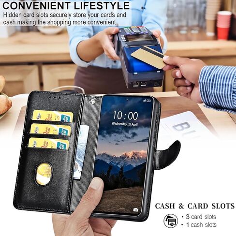 بالنسبة إلى Motorola Moto G Pure Wallet Case ، قم بغطاء غطاء الورقة مع ميزة حامل للنساء ، وحالة الهاتف الجلدية PU مناسبة ل Motorola Moto G Pure [Black] in Kuwait