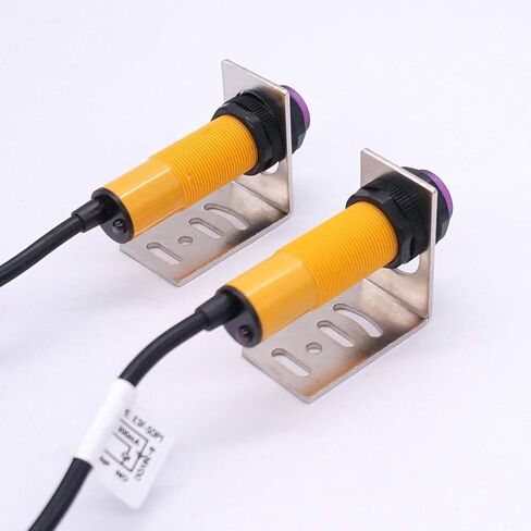 Taiss/ 1 Pair Photoelectric Sensor M18 Infrared Ray Through-Beam Reflection Optical Photoelectric Switch Sensor NPN NO 6-36VDC Proximity Switch Inductive Distance 5M with mounting Bracket E3F-5DN1 in Kuwait
