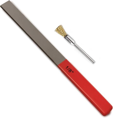 𝙉𝙪𝙩 𝙎𝙚𝙖𝙩𝙞𝙣𝙜 𝙁𝙞𝙡𝙚 for Luthier to Maintain Nuts of Guitar Bass, Fine-Coarse-Grits-in-One Setting Tool for Dressing Nut Mounting Surface, a Wire Bristle Brush Included (3/16inch) in Kuwait
