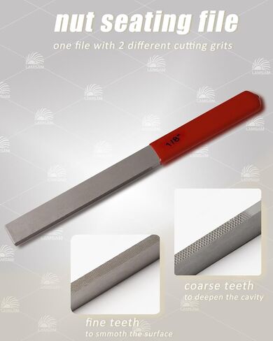 𝙉𝙪𝙩 𝙎𝙚𝙖𝙩𝙞𝙣𝙜 𝙁𝙞𝙡𝙚 for Luthier to Maintain Nuts of Guitar Bass, Fine-Coarse-Grits-in-One Setting Tool for Dressing Nut Mounting Surface, a Wire Bristle Brush Included (3/16inch) in Kuwait