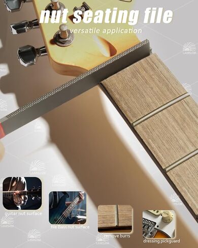 𝙉𝙪𝙩 𝙎𝙚𝙖𝙩𝙞𝙣𝙜 𝙁𝙞𝙡𝙚 for Luthier to Maintain Nuts of Guitar Bass, Fine-Coarse-Grits-in-One Setting Tool for Dressing Nut Mounting Surface, a Wire Bristle Brush Included (3/16inch) in Kuwait