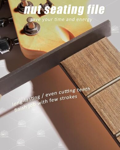 𝙉𝙪𝙩 𝙎𝙚𝙖𝙩𝙞𝙣𝙜 𝙁𝙞𝙡𝙚 for Luthier to Maintain Nuts of Guitar Bass, Fine-Coarse-Grits-in-One Setting Tool for Dressing Nut Mounting Surface, a Wire Bristle Brush Included (3/16inch) in Kuwait