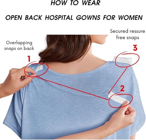 Deyeek Open Back Hospital Gowns for Women Post Shoulder Surgery Dress after Rotator Cuff Tear Away Adaptive Clothing in Kuwait