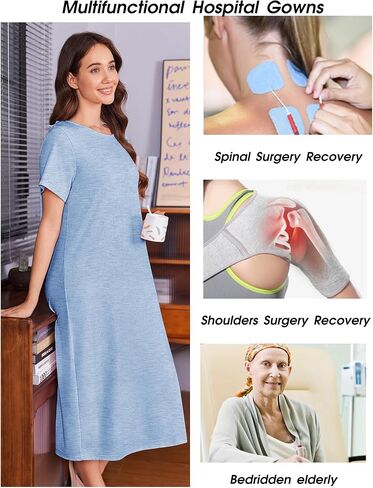 Deyeek Open Back Hospital Gowns for Women Post Shoulder Surgery Dress after Rotator Cuff Tear Away Adaptive Clothing in Kuwait