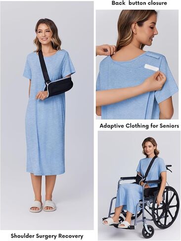 Deyeek Open Back Hospital Gowns for Women Post Shoulder Surgery Dress after Rotator Cuff Tear Away Adaptive Clothing in Kuwait