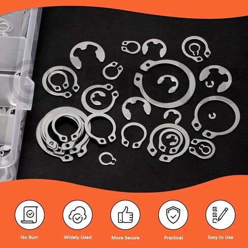 Tanstic 310Pcs C-clip External Retaining Rings Snap Rings Assortment Kit(M4-M28) + E-Clip E Clip Assortment(1.5mm-10mm) with Snap Ring Pliers and Tweezers in Kuwait