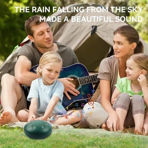 Rain Drum For Outside, Steel Tongue Drum 6 Inch 8 Notes, Tongue Drum with Mallets for Musical Education Entertainment Gifts (Green) in Kuwait