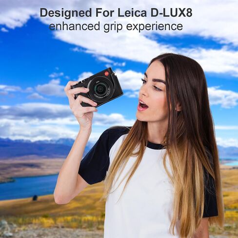 Protective Camera Case Kit for Leica D-LUX8 Camera,for Leica DLUX8 Half Case D-LUX 8 Camera Cover with Front Lens Cap with Shoulder Strap-Black in Saudi Arabia