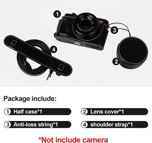 Protective Camera Case Kit for Leica D-LUX8 Camera,for Leica DLUX8 Half Case D-LUX 8 Camera Cover with Front Lens Cap with Shoulder Strap-Black in Saudi Arabia