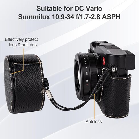 Protective Camera Case Kit for Leica D-LUX8 Camera,for Leica DLUX8 Half Case D-LUX 8 Camera Cover with Front Lens Cap with Shoulder Strap-Black in Saudi Arabia