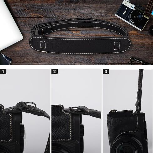Protective Camera Case Kit for Leica D-LUX8 Camera,for Leica DLUX8 Half Case D-LUX 8 Camera Cover with Front Lens Cap with Shoulder Strap-Black in Saudi Arabia
