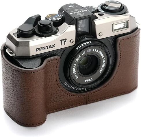 لحالة Pentax 17 ، غطاء حقيبة حقيقية من الجلد المصنوع يدويًا لكاميرا Pentax 17 مع حزام يدوي (القهوة) in Kuwait