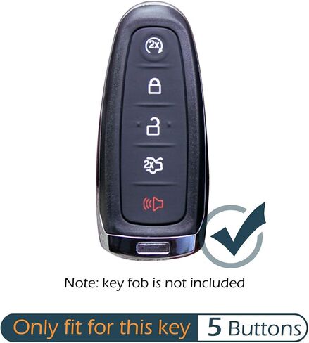 2pcs السيليكون 5 أزرار مفتاح تغطية FOB حامية عن بعد غير مفتاح متوافق مع Ford C-Max Esge Escape Explorer Explorer Flex Taurus Lincoln MKS MKT MKX Navigator (Black) in Kuwait