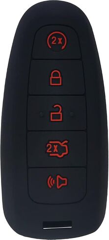2pcs السيليكون 5 أزرار مفتاح تغطية FOB حامية عن بعد غير مفتاح متوافق مع Ford C-Max Esge Escape Explorer Explorer Flex Taurus Lincoln MKS MKT MKX Navigator (Black) in Kuwait