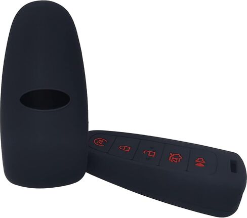 2pcs السيليكون 5 أزرار مفتاح تغطية FOB حامية عن بعد غير مفتاح متوافق مع Ford C-Max Esge Escape Explorer Explorer Flex Taurus Lincoln MKS MKT MKX Navigator (Black) in Kuwait