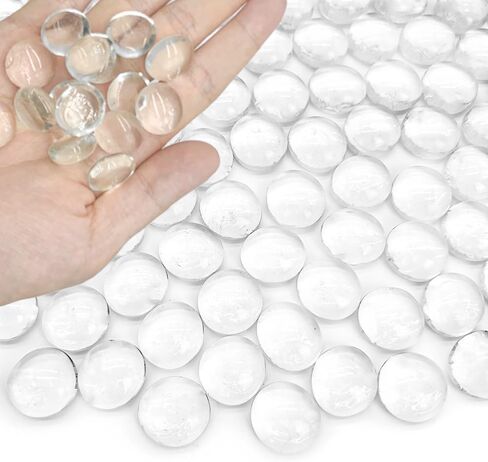 5 LB Flat Glass Marbles Gems Fire Glass for Fire Pit,Crafts,Table Scatters,Vase Fillers,Aquarium,Fish Tank Pebbles,Candle Holder Decor,Red,Blue and White Mix,Approx 450-500 PCS in Kuwait