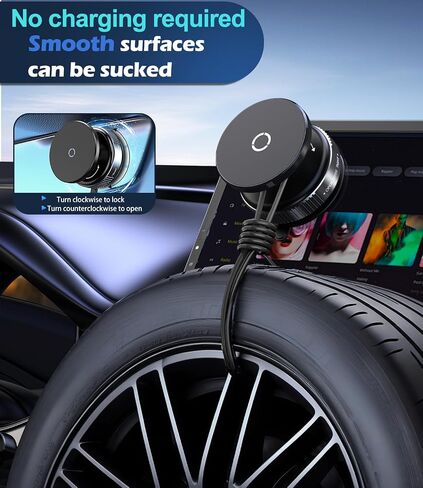 CloudValley 360° Adjustable Magnetic Car Phone Holder with Rotating Suction Cup,[Magsafe Compatible] Car Phone Mount for iPhone & Android, Strong Vacuum Suction for Dashboard & Windshield,Black in Saudi Arabia