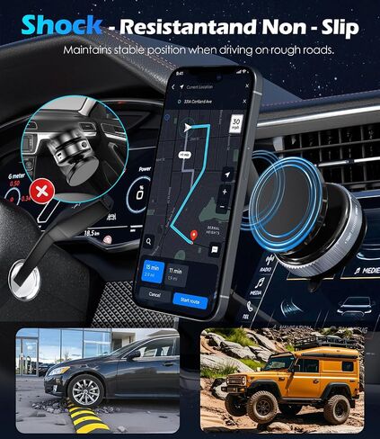 CloudValley 360° Adjustable Magnetic Car Phone Holder with Rotating Suction Cup,[Magsafe Compatible] Car Phone Mount for iPhone & Android, Strong Vacuum Suction for Dashboard & Windshield,Black in Saudi Arabia