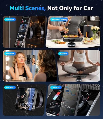 CloudValley 360° Adjustable Magnetic Car Phone Holder with Rotating Suction Cup,[Magsafe Compatible] Car Phone Mount for iPhone & Android, Strong Vacuum Suction for Dashboard & Windshield,Black in Saudi Arabia