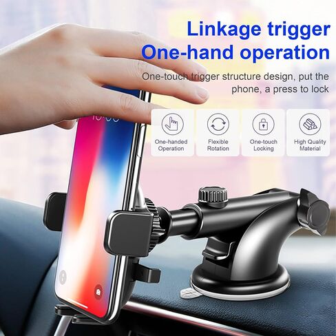 Dash Mount Phone Holder, Black, Compatible with All 4-7 inch Smartphones and Note Series, Easy DIY Installation, Stability and Reliability in Saudi Arabia