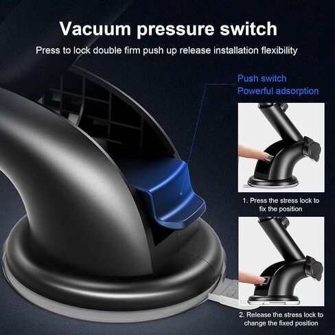 Dash Mount Phone Holder, Black, Compatible with All 4-7 inch Smartphones and Note Series, Easy DIY Installation, Stability and Reliability in Saudi Arabia