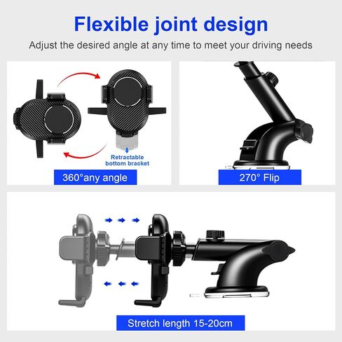 Dash Mount Phone Holder, Black, Compatible with All 4-7 inch Smartphones and Note Series, Easy DIY Installation, Stability and Reliability in Saudi Arabia