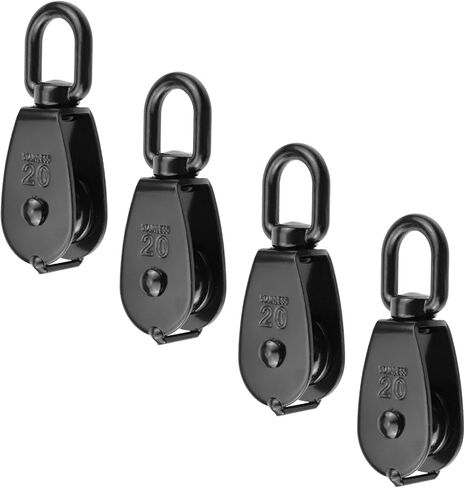 Antrader Single Pulley Block,4Pcs M25 Pulley Block 304 Stainless Steel Lifting Wire Crane Pulley Roller Wire Rope Hanging Wire Towing Wheel,Black in Kuwait