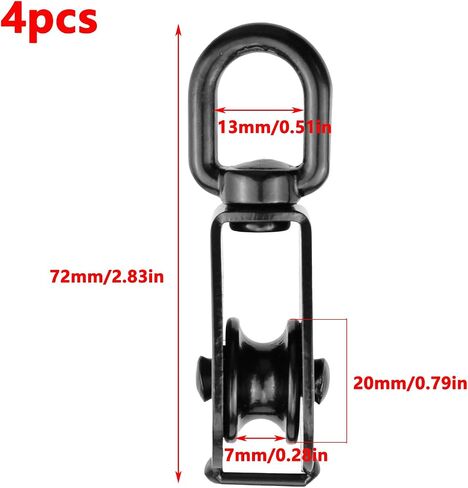 Antrader Single Pulley Block,4Pcs M25 Pulley Block 304 Stainless Steel Lifting Wire Crane Pulley Roller Wire Rope Hanging Wire Towing Wheel,Black in Kuwait