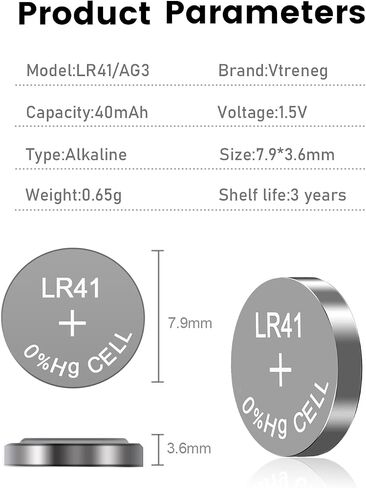 20 Pack LR41 Batteries AG3 392 384 192 L736 L736f 1.5V Alkaline Button Coin Cell Battery for Thermometer Watch Toy in Saudi Arabia