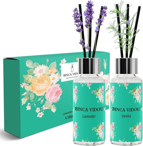 Binca Vidou Reed Diffuser Set of 3, Lavender Rose Vanilla Oil Reed Diffusers for Bedroom Living Room Office Aromatherapy Oil Reed Diffuser 35ml/1.18oz x 3 in Saudi Arabia