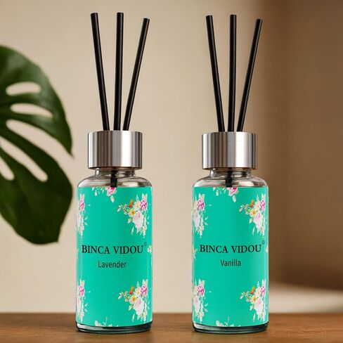 Binca Vidou Reed Diffuser Set of 3, Lavender Rose Vanilla Oil Reed Diffusers for Bedroom Living Room Office Aromatherapy Oil Reed Diffuser 35ml/1.18oz x 3 in Saudi Arabia