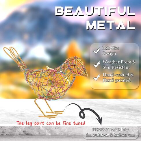 Handmade Bird Statue Rustic Table Decor Trio, Rattan Bird Figurine Farmhouse Shelf Decor, Handing Metal Bird Sculptures for Home Decoration, Christmas Ornament & Memo Clip in Kuwait