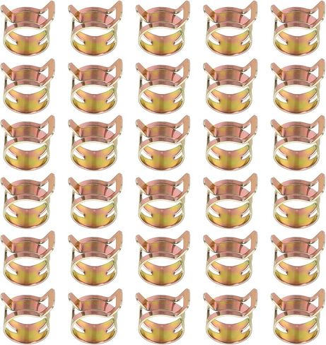 PATIKIL Spring Band Hose Pipe Clamps for 8-9.2 mm OD Hose, 30 Pack Silicone Vacuum Constant Tension Band Clips for Fuel Line Silicone Air Hose Tube Water Pipe, Gold in Saudi Arabia